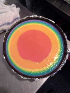 Poured cheesecake layers